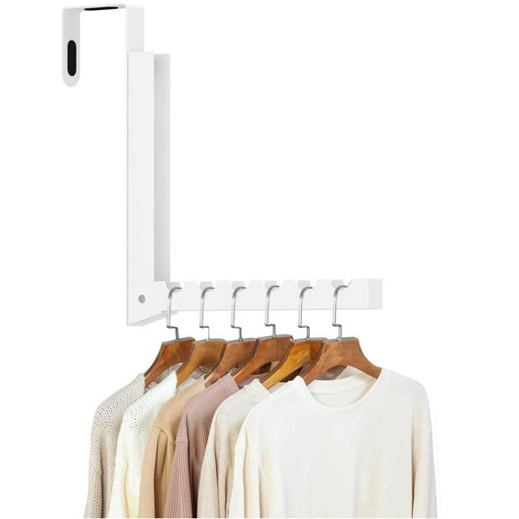 1 Pack Over Door Hook Hanger, Foldable Over Door Hanger, Heavy Duty & Space Saving, Ideal for Clothes, Coats, Towels & Robes, White