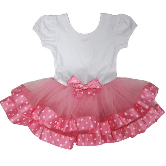 Wenchoice Girl'S Pink & White Polka Dot Tutu Dress S(1T-2T)