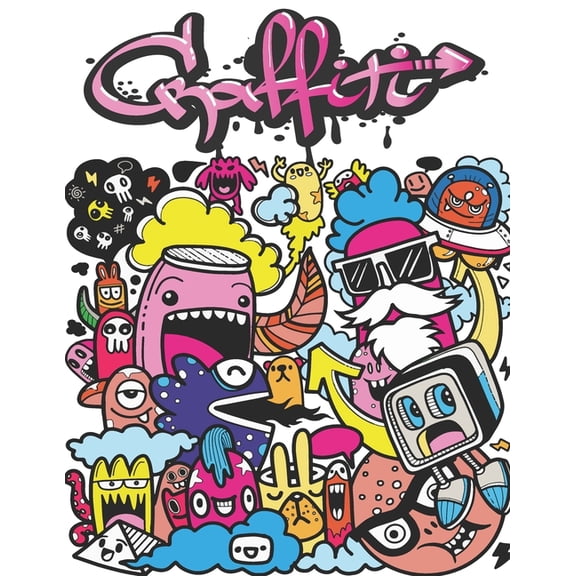 Graffiti: Street Art Coloring Book For Teens Adults, 50 Amazing Graffiti drawing, Calm & Relaxation, (Paperback)