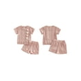 thumbnail image 3 of Loicainy Toddler Baby Girl Summer Outfit 6 12 18 24 Months 2T 3T 4T 3D Flowers Crew Neck Short Sleeve T Shirt Tops and Shorts 2 Pcs Clothes Set, 3 of 10