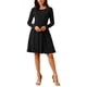 thumbnail image 2 of Vestido largo de manga larga para mujer INSPIRE CHIC, cuello redondo, suelto, corte A, con bolsillos, largo hasta la rodilla, color negro, 2 of 6