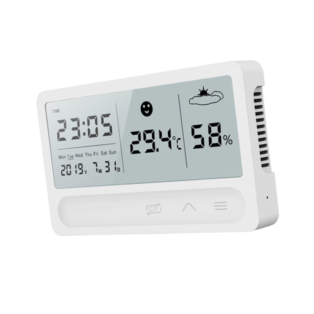 WRITWAA Temperature Gauge Home Electronic Thermometer Touch Screen White 1Pack