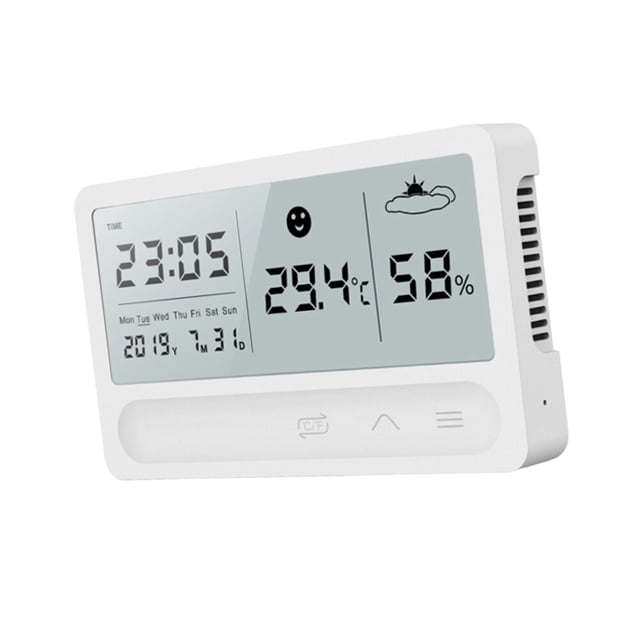 WRITWAA Temperature Gauge Home Electronic Thermometer Touch Screen White 1Pack