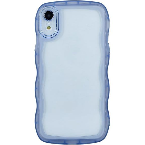 MYKOMI Compatible with iPhone XR Clear Case,Cute Solid Color Curly Wave Frame Transparent Soft Silicone Anti-Scratch Shockproof Protective Slim Case for Women Girls