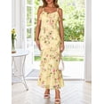 thumbnail image 3 of Merokeety Womens Summer Dresses Floral Spaghetti Deep V Neck Backless Asymmetric Maxi Dress Yellow s, 3 of 8