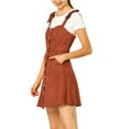 thumbnail image 5 of Allegra K Women's Faux Suede A Line Short Button up Overall Dresses, 5 of 7