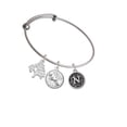 thumbnail image 2 of Delight Jewelry Silvertone Antiqued Round Seal - Initial - N - Silvertone Let Things Go Tree Charm Bangle Bracelet, 2 of 4