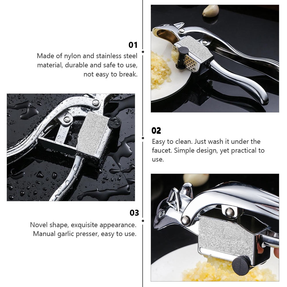 UPOUART Manual Garlic Crusher 1Pc Stainless Steel Kitchen Tool Easy to Clean Garlic Press