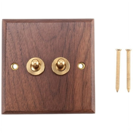 Retro American Industrial Style Light Switch Socket, Solid Wood Brass Toggle Plate, Antique Home Stay Switch(2)