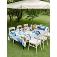 thumbnail image 4 of Outdoor Tablecloth with Umbrella Hole for Patio/Picnic/Party/Camping, Blue Yellow Leaves Waterproof Table Cloth Rectangle Table Cover Washable, Spring Botanical Leaf Farmhouse Watercolor (60"x 120"), 4 of 8