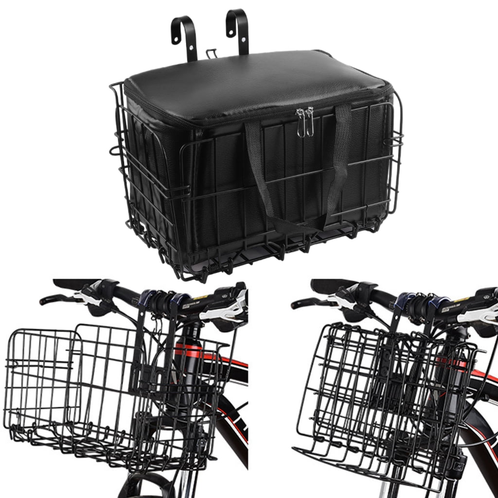 Folding Bike Front Basket Folding Bicycles Basket with Removable Liner Bag Front & Rear Hanging Bike Basket Enduring