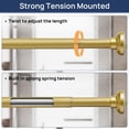 thumbnail image 3 of Shower Curtain Rod 30 to 64 Inches, Stainless Steel Adjustable Spring Tension Rods No Drill for Bathroom, Closet, Window, Room Divider, Never Rust, Non Slip, Gold, 3 of 7