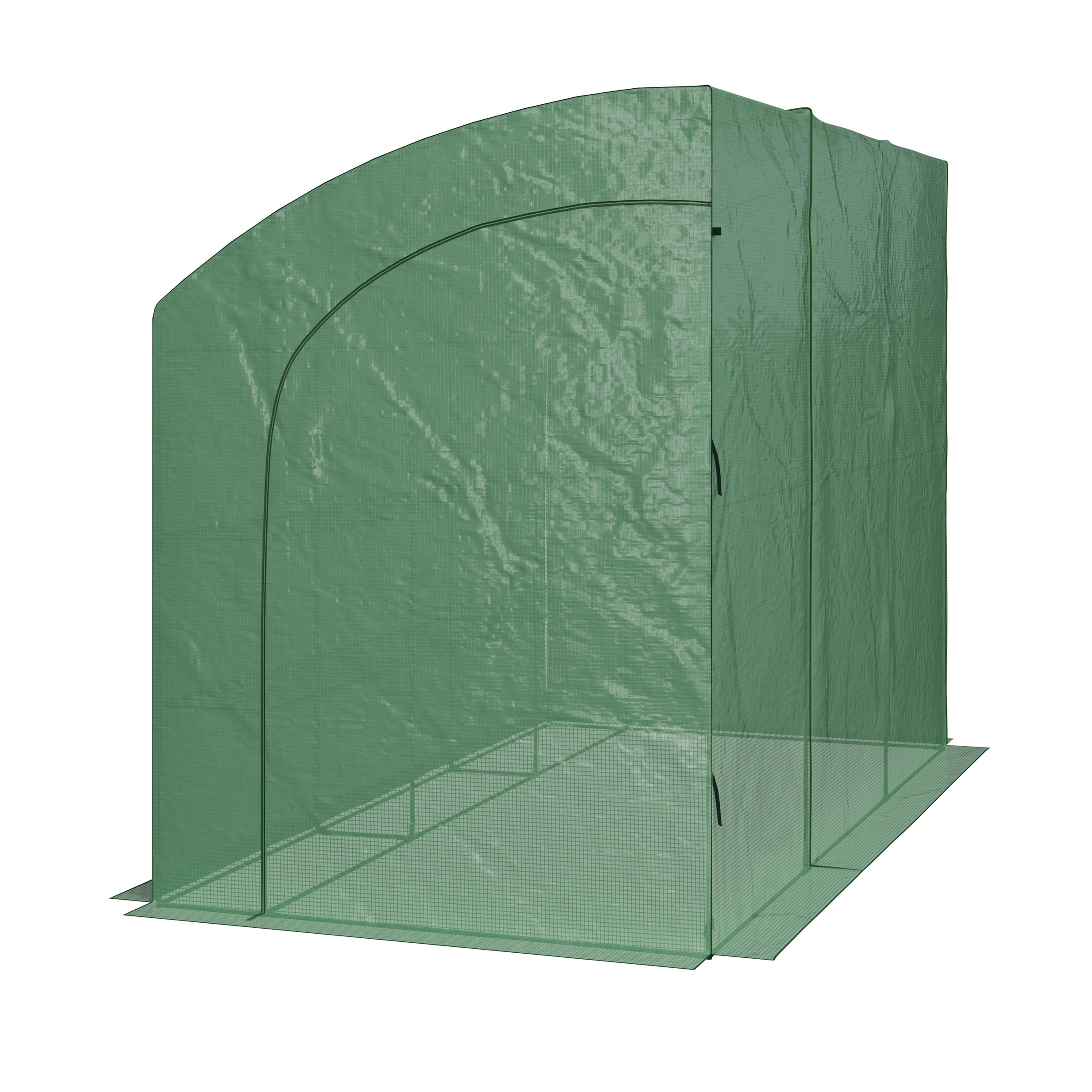 Home-Complete 10ft x 5ft x 7ft Lean To Greenhouse with 6 Shelves, Green