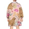 thumbnail image 2 of Wearable Oversized Blanket,Golden Retriever with Flowers Wearable Blanket Hoodie for Adults,Cozy Hooded Blankets with Super Pockets,Super Warm Fuzzy Pullover for Women & Men, 2 of 6
