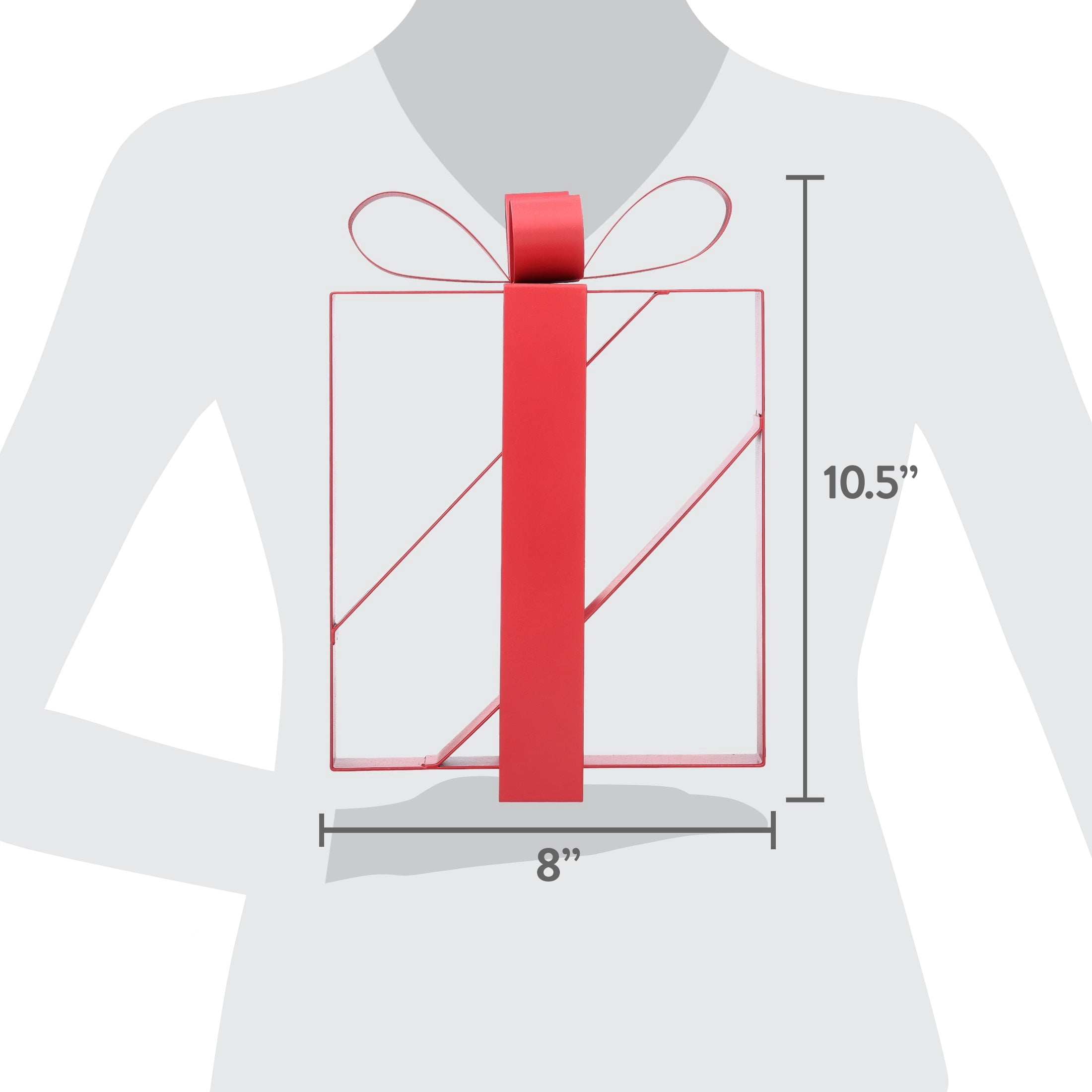 Metal Gift Box Christmas Decoration, Red, 10.5", by Holiday Time