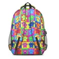 thumbnail image 3 of Colorful Dog Paw Footprint Backpack for School,Cute School Bag,Schoolbag with Adjustable Shoulder Straps & Padded Back,16.9 Inch, 3 of 5