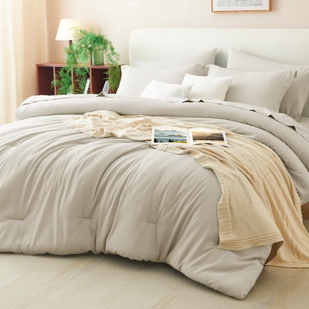 Queen Comforter Set 7 Pieces Soft Bedding All Season Boho Bed in a Bag with Fitted Sheet Flat Sheet Pillow Shams Pillowcases