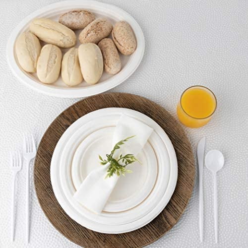 8.5 inch Coated Paper Plates, Heavy Duty, Disposable Large Deep Dish Plate Bulk for Dinner, Lunch, Summer BBQs, Dessert, Pantry Stock, Medium Weight