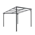 thumbnail image 4 of 10' x 10' Outdoor Pergola for Patio, Wall-Mounted Lean-To Pergola with Galvanized Steel Roof, Heavy-Duty Metal Pergola Shelter for BBQ, Backyard & Family Gatherings, Black, 4 of 8