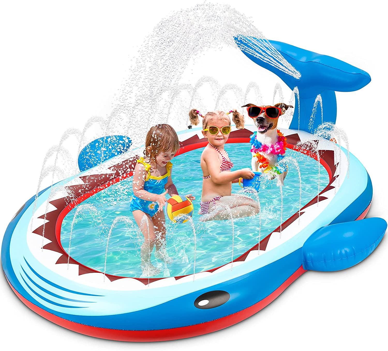 Inflatable Sprinkler Paddling Pool, 3 in1 Sprinkler Swimming Pool for