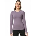 thumbnail image 5 of NELEUS Womens Long Sleeve Shirt With Thumb Hole for Workout Yoga Running Quick-Drying,Light Pink+Purple+Dark Green,US Size M, 5 of 8