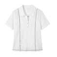 thumbnail image 4 of GUACER Women's Embroidered Polo Shirt, Short Sleeve Linen-Blend Collared Top Pintuck Casual Golf & Work Blouse, 4 of 8