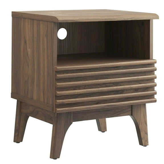 Modway Render Modern Particleboard Wood Nightstand - Walnut Finish