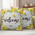 thumbnail image 2 of Lemon Farmhouse Outdoor Pillow Covers 16x16 Set of 2,Waterproof Patio Throw Pillowcase Protectors,Summer Fruit Botanical Grey Wooden Decorative Pillow Shams Cushion Covers for Seat Bed Couch Sofa, 2 of 8