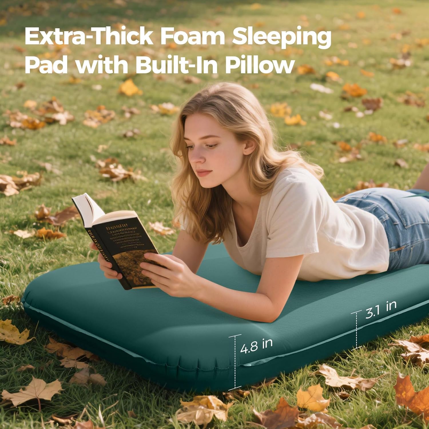 Self Inflating Sleeping Pad with Electric Pump, 3.15" Ultra-Thick Memory Foam Camping Pad, 4 Season Camping Mattress Pad with Built-in Pillow, Camping Essentials Gear for Tent Travel Car