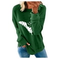 thumbnail image 1 of Yuyuzo Chandails en Molleton pour Femmes Manches Longues Col Rond Pull Imprimé Hauts Amples Automne Blouses Couleur Unie, 1 of 5