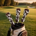 thumbnail image 2 of Uorisanigo Golf Club Head Covers, Golf Club Covers, Driver Headcover Fairway Wood Hybrid Golfs Headcovers, Brown Cow Print Headcovers Set with Soft Lining Keep Clubs Dry and Clean, 2 of 7