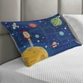 thumbnail image 2 of Cartoon Activity Quilted Pillowcover, Colorful Space Activity Board Interplanetary Travel Racing in Cosmos, Standard King Size Accent Pillow Cover for Bedroom, 36" x 20", Multicolor, by Ambesonne, 2 of 2