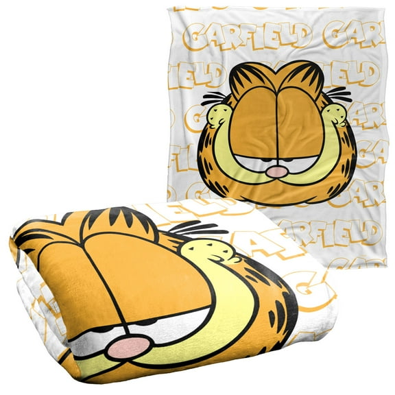Garfield Blanket, 50'x60', Name Repeat Silky Touch Sherpa Back Super Soft Throw