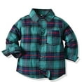 thumbnail image 2 of Abtuhar Fall Long Sleeve Outer Cardigan for Girls Boys Turndown Collar Plaid Shirt Style, 2 of 4