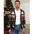 thumbnail image 6 of Iceglad Mens Ugly Christmas Cardigan Sweater Santa Reindeer Snowflake Pattern V-Neck Long Sleeve Knitwear, 6 of 8