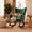 Green + Velvet, variant on Solid Wood Rocking Chair with Stain Resistant Fabric,36x26x36.5 Inches for Living Room, Nursery, Bedroom