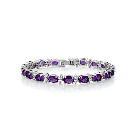 - Gem Stone King 20.00 Ct Oval & Round Purple Color Cubic Zirconias CZ Tennis Bracelet 7