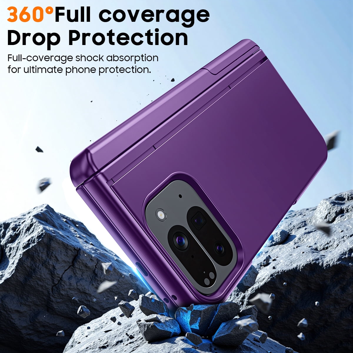 Vizvera Magnetic for Google Pixel 10 Pro Fold Case with Stand, Fit for Magsafe, Hinge Protection, Screen Protector, Built-in Hidden Kickstand, Slim Shockproof Phone Case-Purple