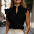 thumbnail image 2 of Harpily Womens Tops Casual V Neck Sleeveless Ruffle Soft Breathable Relaxed Silhouette Daily Vacation Work Blouse Tops, 2 of 5