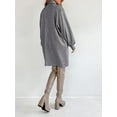 thumbnail image 3 of ZAXARRA Femmes Automne Mini Robe Longue Lanterne Manche Tortue Cou Couleur Unie Robe Ceinturée Casual Pull Robe, 3 of 7