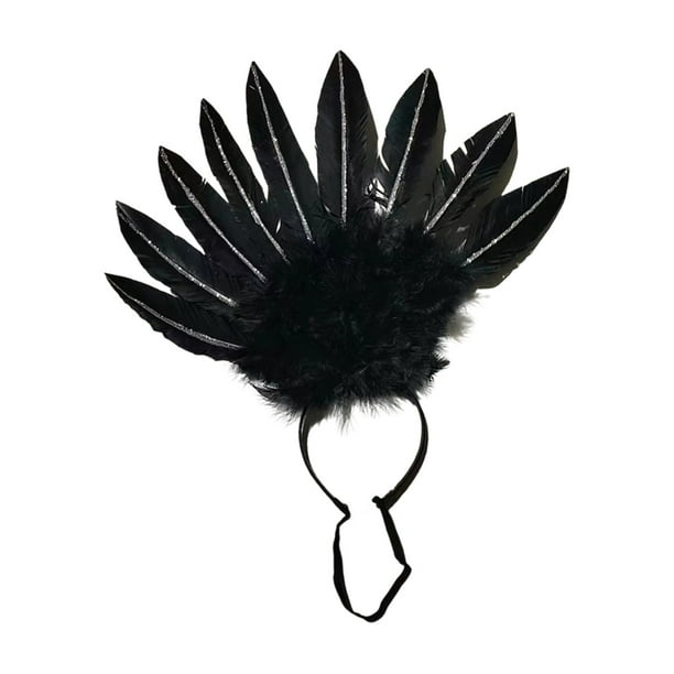 Tocado de plumas, diadema, disfraz, tocado, disfraz, tocado para negro