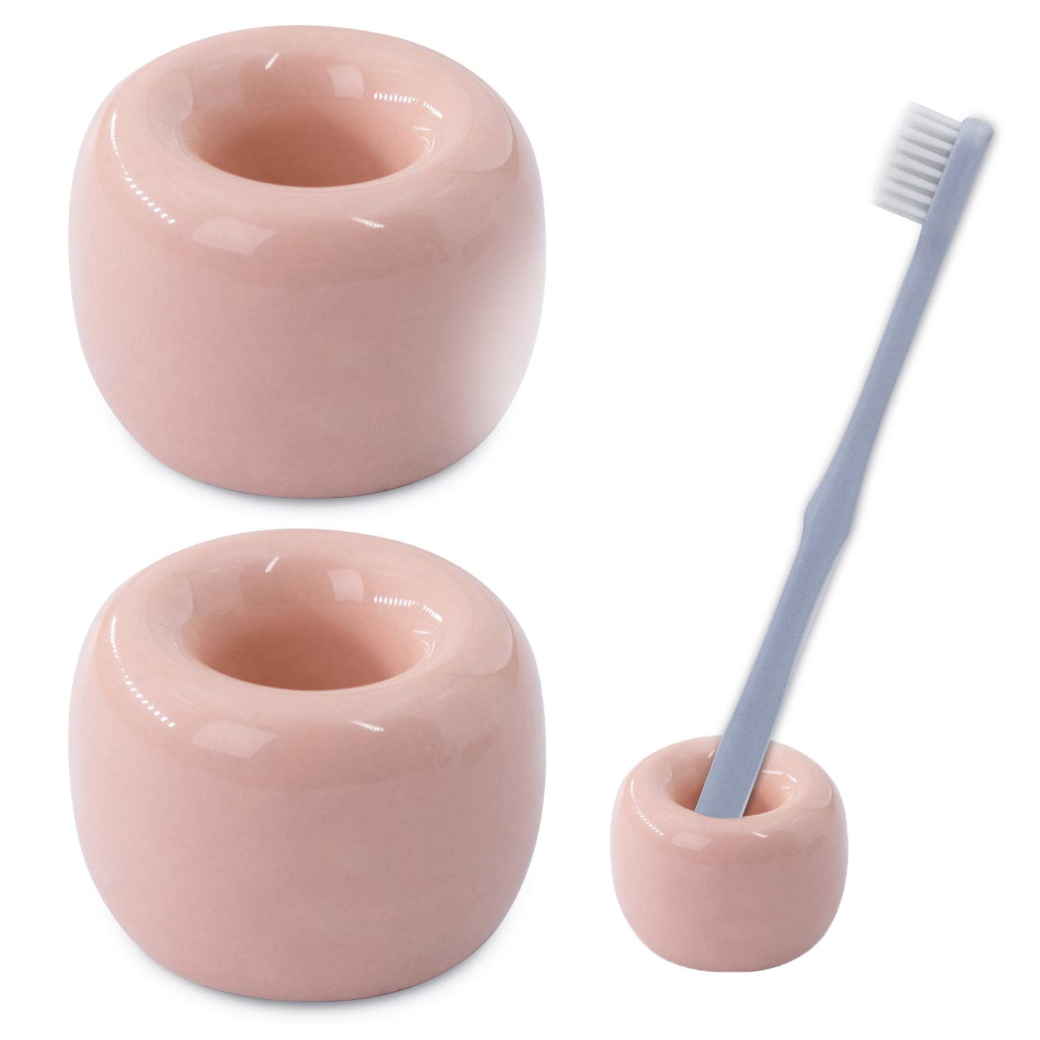 2 Pack Small Mini Ceramic Toothbrush Holder, Ceramics Handmade Bathroom