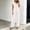 White, variant on Women's Solid Color V-Neck Sleeveless 2-Piece Outfit Button Tie Detail Top with Straight Leg Pants Set Blue XL(XL)