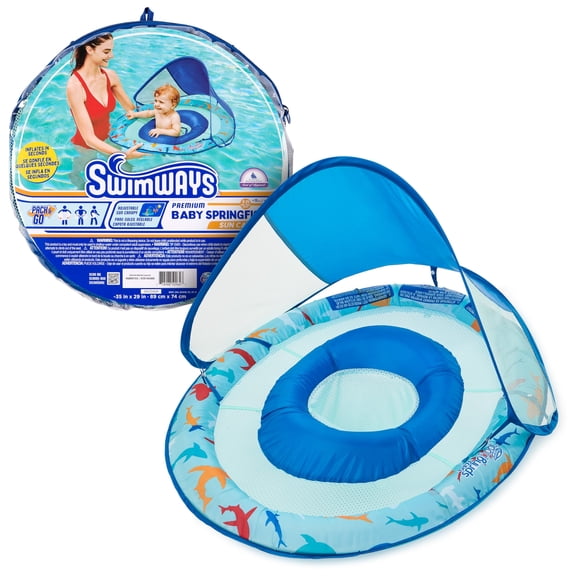 Flota para piscina Swimways para bebés con canopy Shark