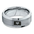 thumbnail image 2 of Tungsten South Dakota The Mount Rushmore State Heart Band Ring 8mm Men Women Comfort Fit Gray Step Bevel Edge Brushed Polished, 2 of 4