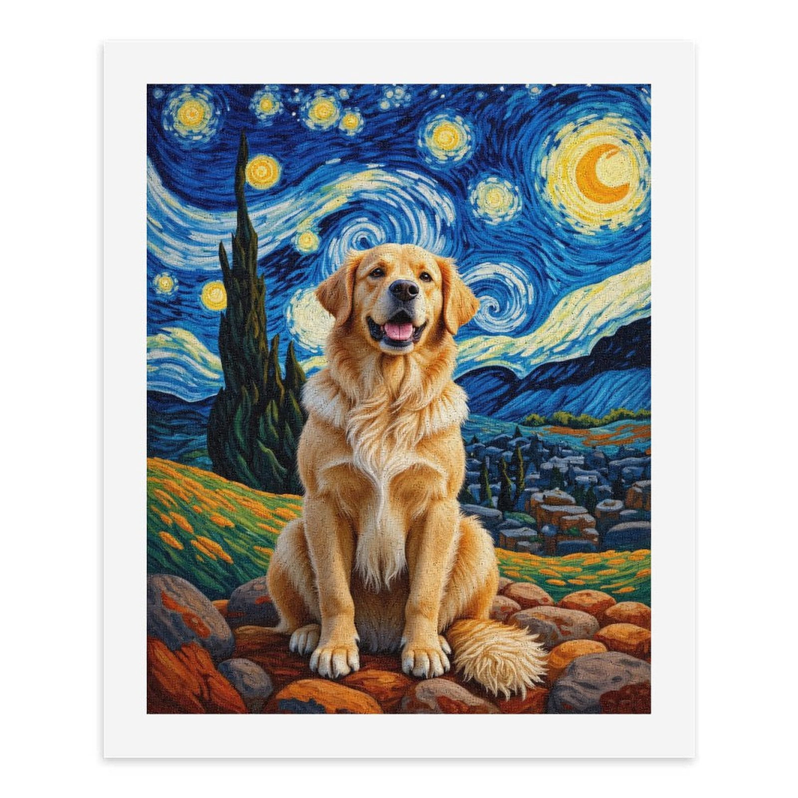 Paint by Numbers Kit for Adults, Golden Retriever Starry Night Paint by Numbers, Easy Paint by Numbers Kit for Adults Beginner, DIY Adult Paint by Number Kits on Canvas, Home Decor