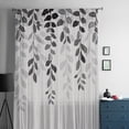thumbnail image 5 of Grey Ombre Botanical Semi Sheer Curtains Drapes for Living Room,Bedroom,French Doors Window 96 Inches Long,Watercolor Gray Pastoral Leaf Rustic Rod Pocket Chiffon Curtain Drapery Voile Drape Panel, 5 of 6