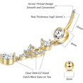 thumbnail image 2 of 7 anillos para ombligo de 14 g de acero quirúrgico 316l con circonita cúbica para mujer, joyería para piercing corporal, plata, oro y oro rosa, 2 of 5