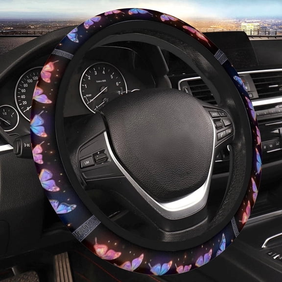 Car Steering Wheel Cover for Women Men, Non-Slip Breathable Steering Wheel, Butterfly Steering Wheel Protector, Car Accessories, Universal 14" 02/2-15" Fit Auto, Suvs