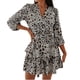 thumbnail image 1 of Vestido ajustado de manga larga con volantes de doble capa y cuello en V informal a la moda para mujer Pompotops  hdfakjf7307, 1 of 1